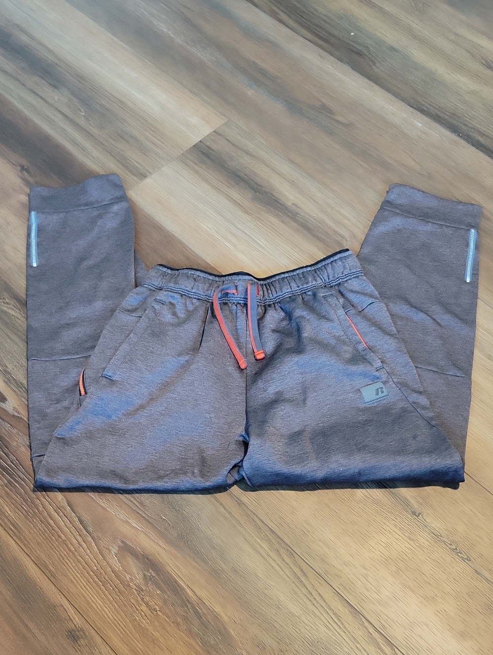 Russell Athletic Gray Jogger Sweatpants with Orange Drawstring